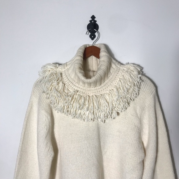Vintage Eminent Sweater, Fringe, Cream, Turtleneck, Size 14, EUC! - Picture 2 of 4